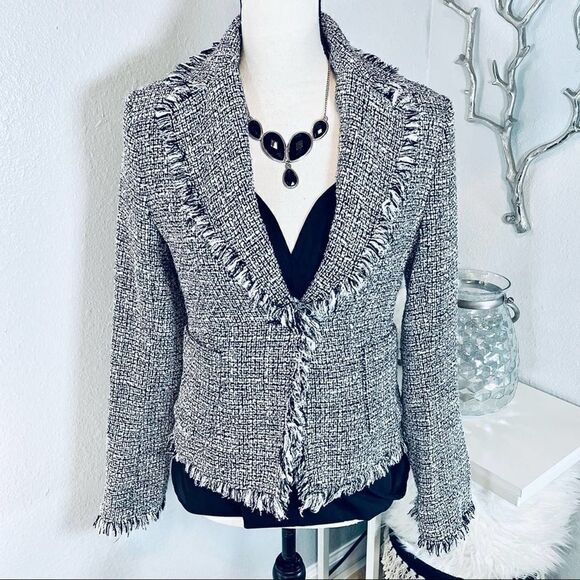 SilkLand Tweed Raw Hinge Blazer Petite - Picture 2 of 10